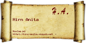 Hirn Anita névjegykártya